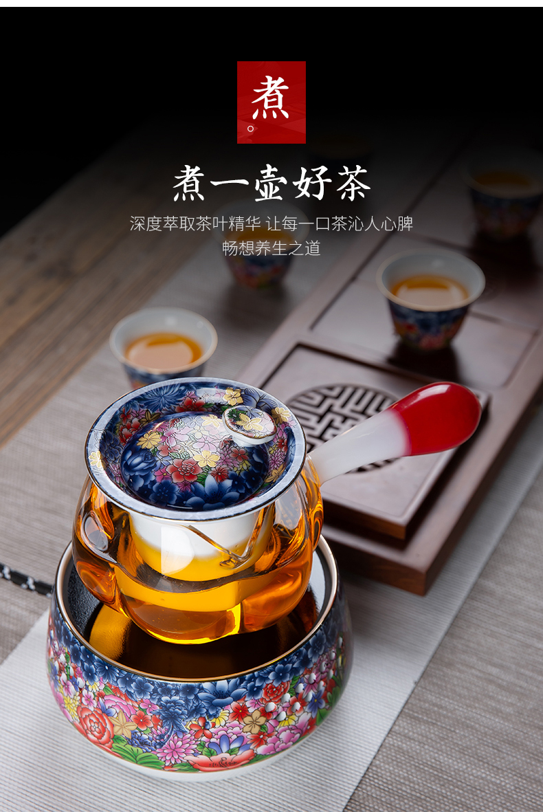 Colored enamel glass boiling tea ware suit enamel - lined the filter side the high - temperature electric teapot TaoLu household