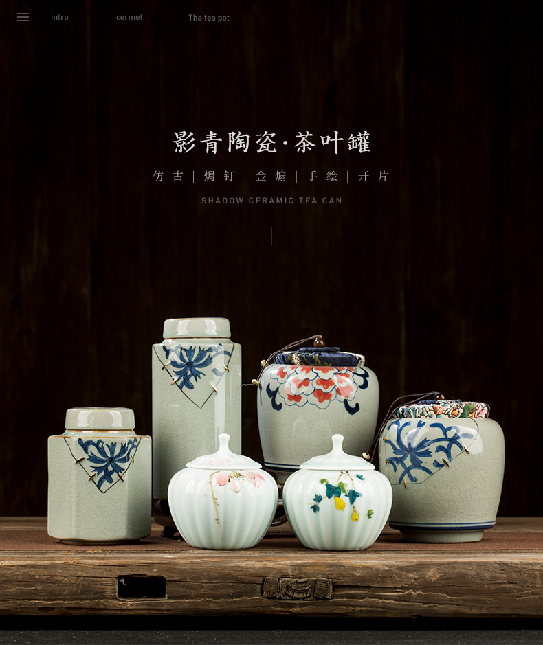 Caddy fixings warehouse sealed storage storage POTS jingdezhen hand - made ceramic tea pu - erh tea can travel tea boxes