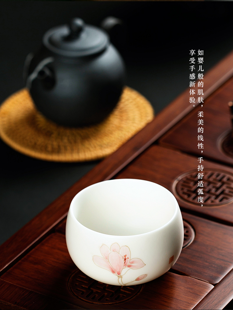 Dehua porcelain jade suet white porcelain ceramic lamp that upset people tea cup hand - made teacup sample tea cup masters cup