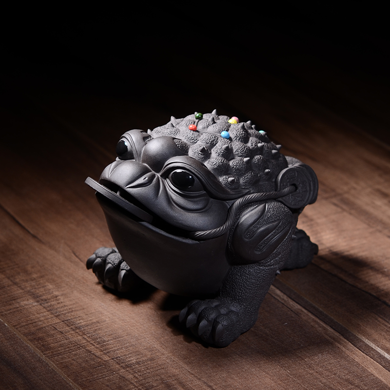 Morning tea auspicious play tea pet yixing purple sand tea set accessories high back toad spittor furnishing articles large
