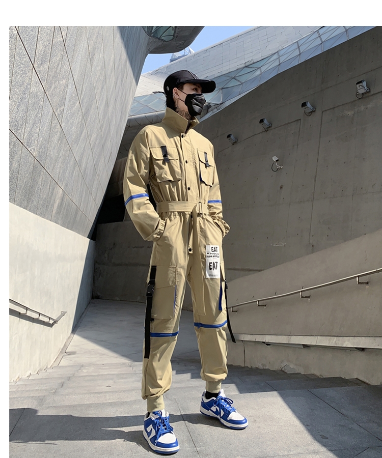 Men Detachable Jumpsuit Hip Hop Overalls Unisex Short Sleeve