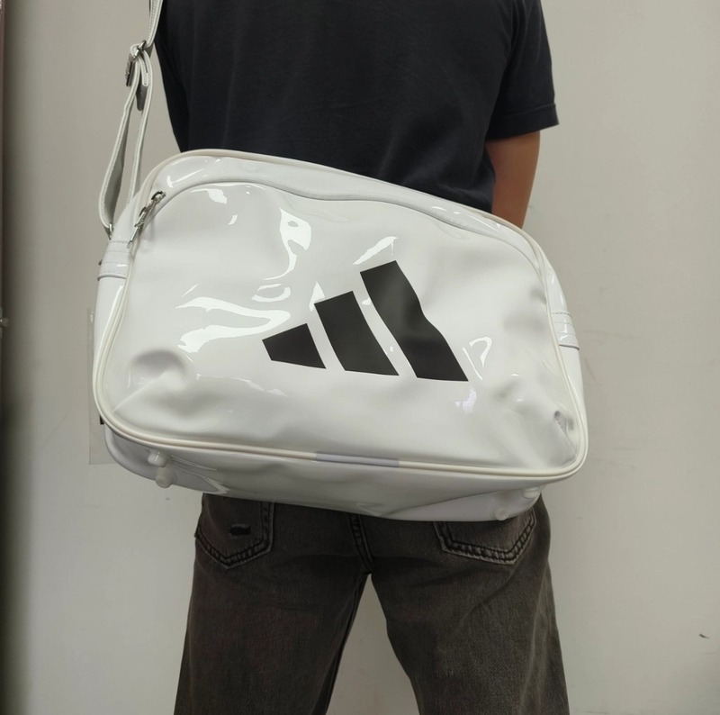 Adidas Adidas Fitness Logo Zipper Closure Crossbody Shoulder Bag White Ib0298