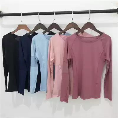 Set finger sports jacket tight stretch running training fitness long sleeve round neck quick dry T-shirt hollow yoga dress women