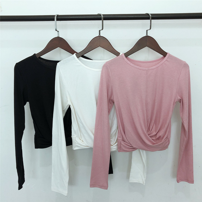 Explicit Waist Yoga Blouse Women's Body Autumn Winter Gym Fitness Room Running Sports T-shirt Speed Dry Fitness Suit Long Sleeves Slim