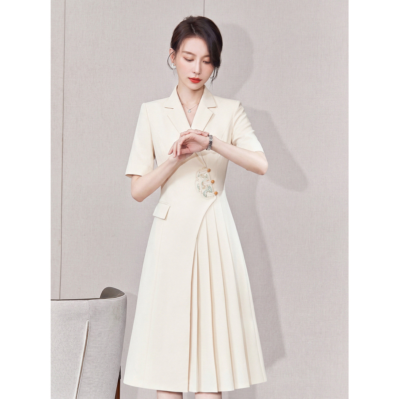 Embroidered New Chinese-Style National Fashion Women's Clothing 2026 New Model Off-White Dress High-End Elegant Professional Workwear Embroidered New Chinese-Style National Fashion Women's Clothing 2026 New Model Off-White Dress High-End Elegant Professional Workwear