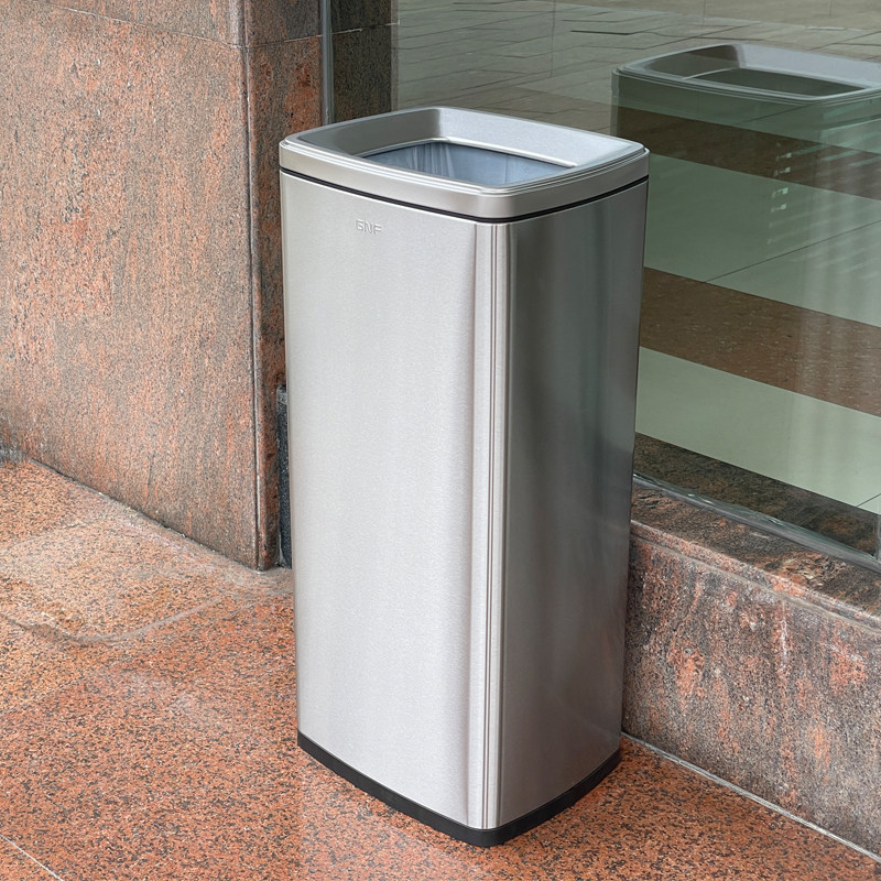 Light luxury GNF stainless steel trash can 30 liters large-capacity commercial corridor washstand shopping mall direct investment without cover waterproof