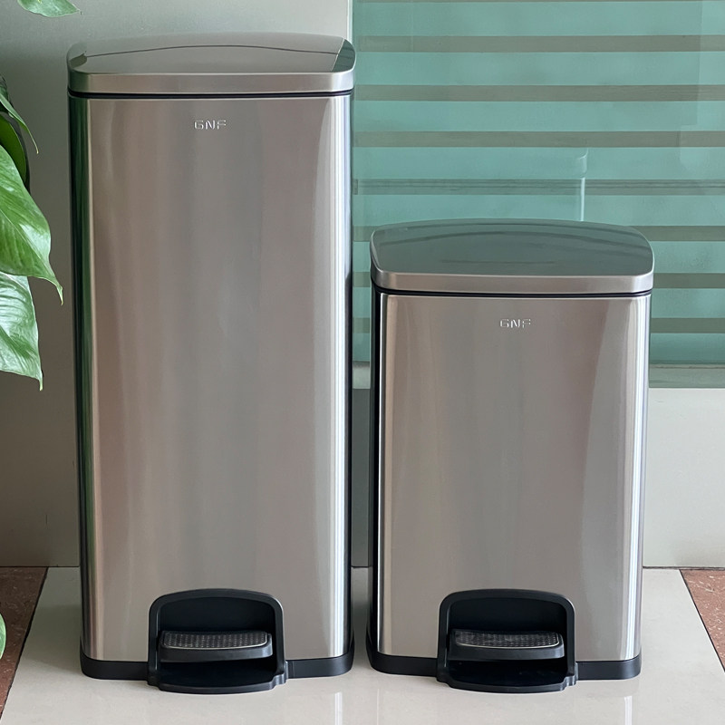 GNF stainless steel trash can 30l large-capacity commercial simple hotel school kitchen company corridor waterproof with cover