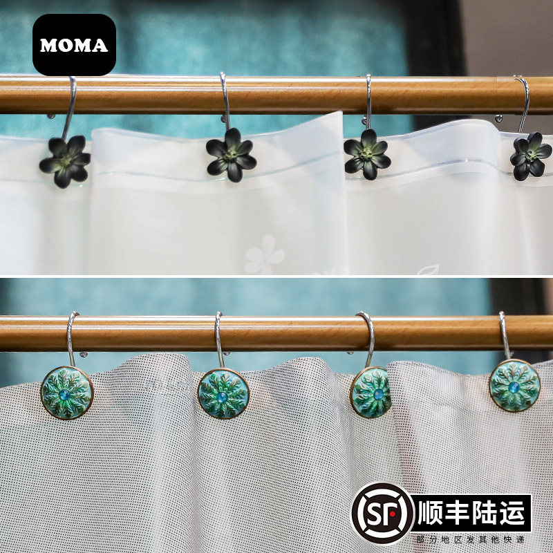 Moma exquisite flower shower curtain hook shower curtain ring Shower curtain ring Shower curtain accessories Ink painting hook vintage cartoon