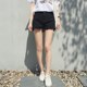 White large size fat mm denim shorts for women summer Korean style loose and slim student raw edge A-line wide leg hot pants