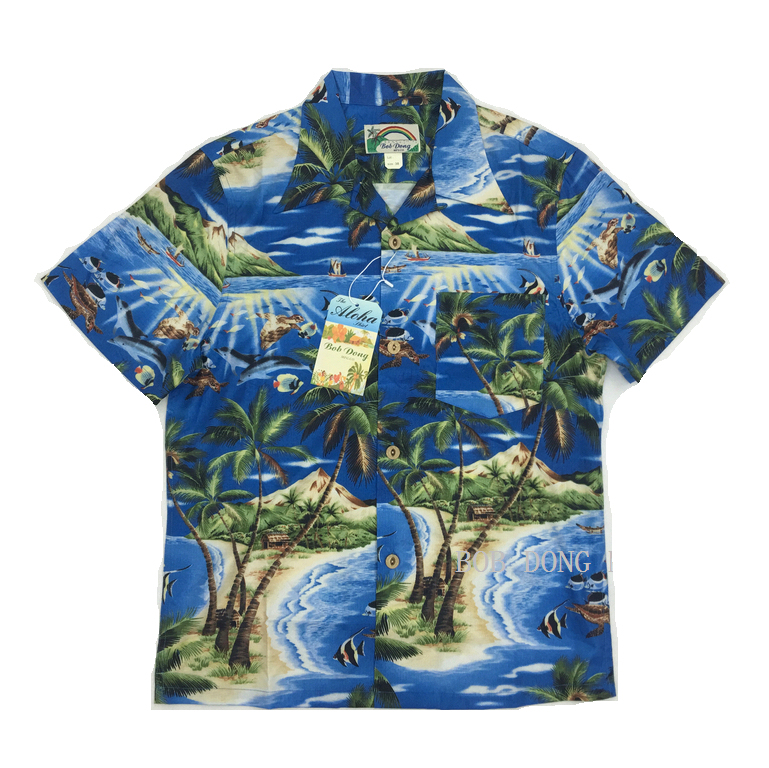 Bob Dong Hawaiian Islands Marine Animals Aloha Hawaii Short-Sleeved Shirt Men's Retro Floral Shirt