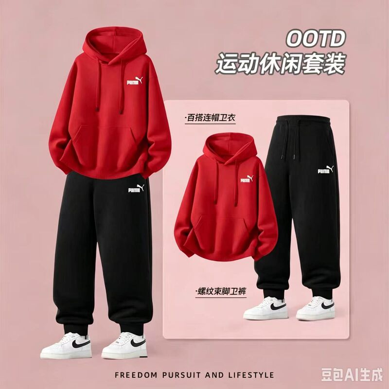 Outlet Exclusive Casual Sports Suit for Men and Women, Autumn and Winter Hooded Sweatshirt and Sweatpants, Couple's Two-Piece Trendy Set Outlet Exclusive Casual Sports Suit for Men and Women, Autumn and Winter Hooded Sweatshirt and Sweatpants, Couple's Two-Piece Trendy Set