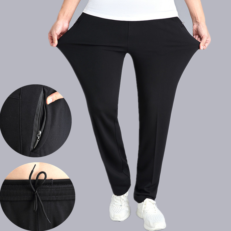 2022 spring and autumn men's sports pants elastic waist large size straight pants middle-aged and elderly high waist loose cotton casual pants