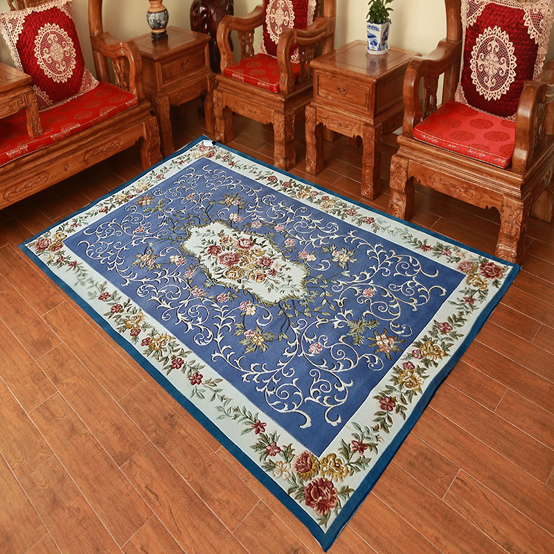 Light luxury pure hand-knotted silk plus wool carpet European and American retro living room sofa bedroom bedside blanket home