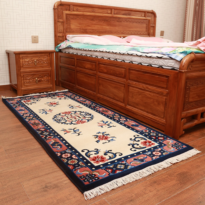 New Chinese living room Pure wool carpet Bedroom bed blanket Zen Tibetan blanket Ethnic wind study Light luxury ancient style card mat