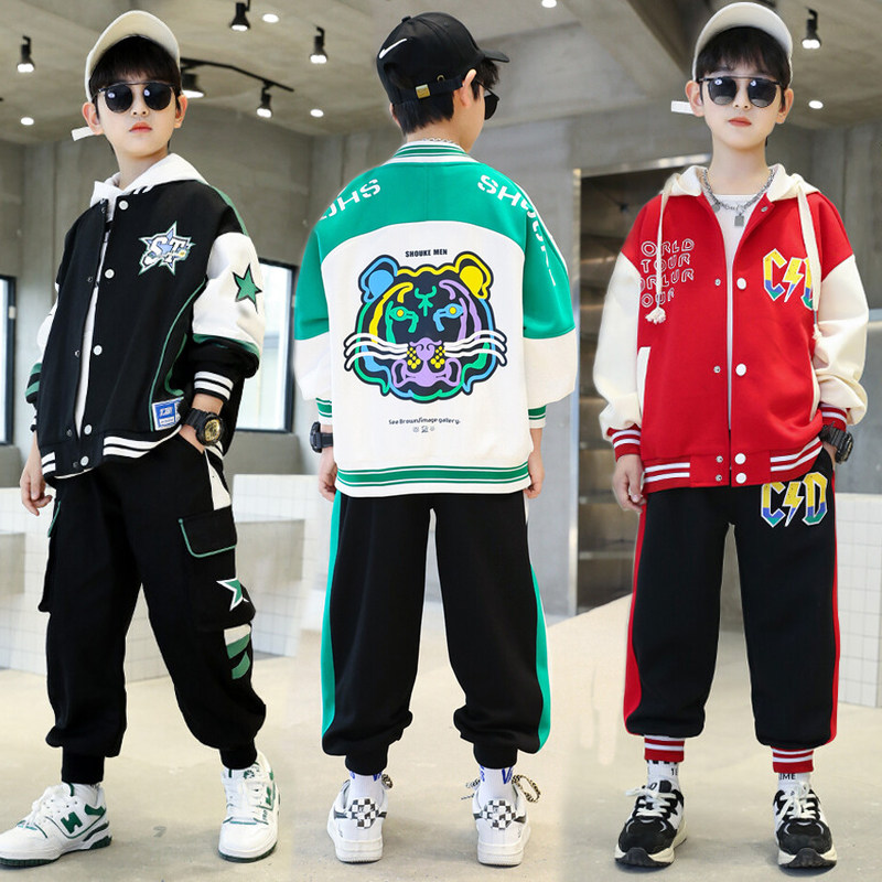 Boys baseball uniform autumn suit spring and autumn 2022 new Western style sports boy children fried street fashionable Korean version