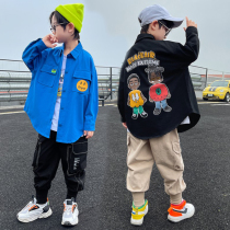 Boys autumn clothes suit 2022 Spring autumn season New CUHK Tong Han version overalls shirt outside of elementary school childrens jacket handsome