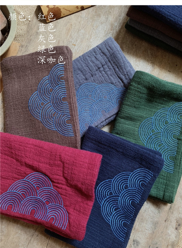 Khăn thêu bằng vải cotton và vải lanh theo phong cách Nhật Bản dày vải thấm nước vải sạch vuông Khăn trà Zen Kung Fu bộ ấm trà thủy tinh cao cấp