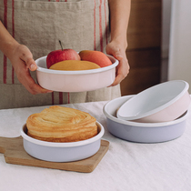 Tree enamel light color round enamel baking tray household plate creative dish Baking rice bowl oven tableware