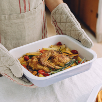 Tree Enamel Light Color Baking Pan Home Oven With Utensil Bread Baking Dinner Plate Creative Rectangular Enamel Preparation Dish