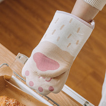 Tree feline claw thermal insulation gloves Home oven microwave oven heat insulation cover thickened high temperature resistant and burn-proof kitchen baking