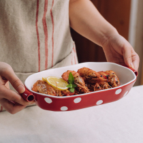 Tree pottery spot ceramic plate cute double ear plate household plate dish baked rice plate baking creative tableware plate