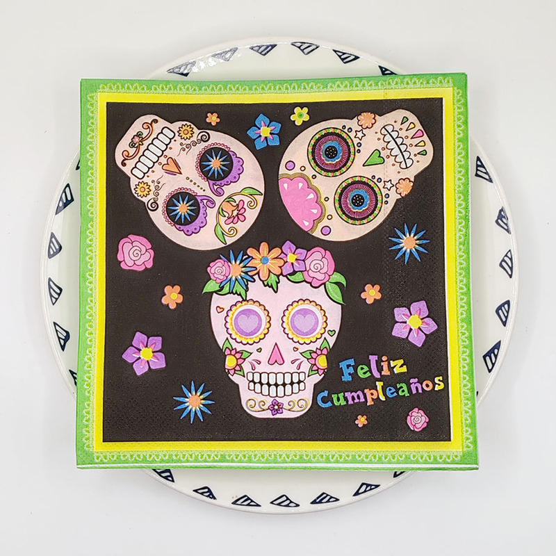 Day of the Dead Themed Napkins, Colorful Sugar Skull and Flower Printed Paper, Birthday Party Halloween Decoration Napkins Day of the Dead Themed Napkins, Colorful Sugar Skull and Flower Printed Paper, Birthday Party Halloween Decoration Napkins