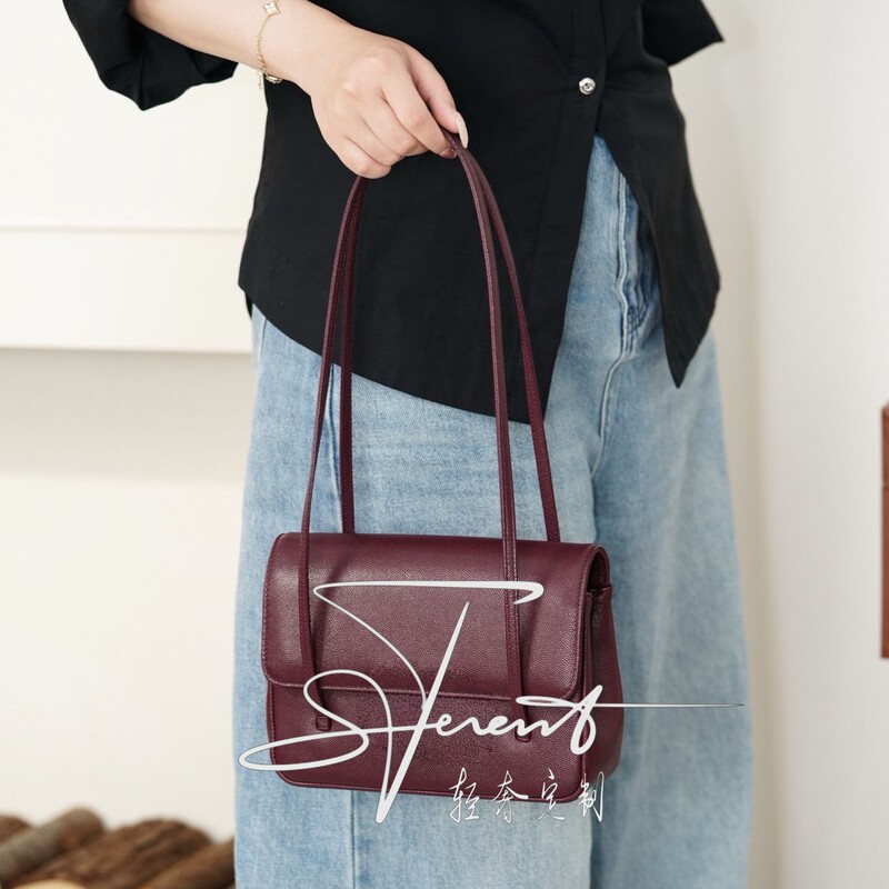 Jennie Style 26P Cowhide Preppy Coco Single Shoulder Underarm Bag Handbag Baguette Bag Flap Bag