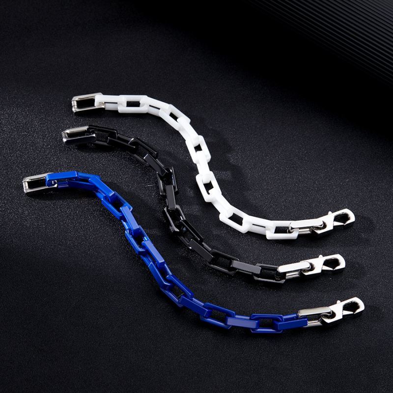 Ceramic Cuban Chain Bracelet, European and American Style, Stylish and Elegant, Four Colors, Unisex