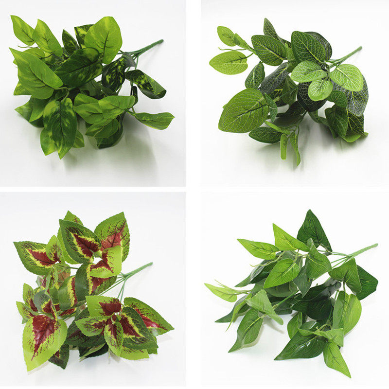 Simulated plant green wall accessories leaves wedding hotel photo props fake flowers 7 simulated green cartoon leaves