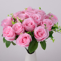 18 roses Fake flowers Artificial flowers Eucalyptus grass Lover Roses Silk fabric Artificial flowers Diamond small roses