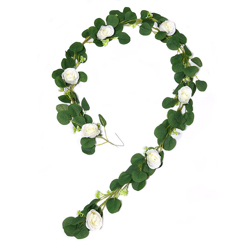 New encryption simulation plant Eucalyptus flower rattan round leaf eucalyptus leaves ivy vine home wedding decoration