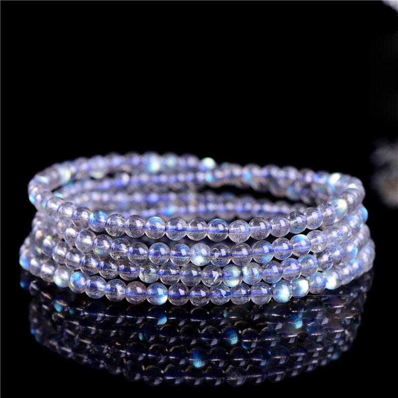 Natural Ice Seed Grey Moonlight Multiple Circles Hand Refining Stretch Four Circles Hand Refine Rainbow Light Fashion 100 Hitch Girl Gift Gift