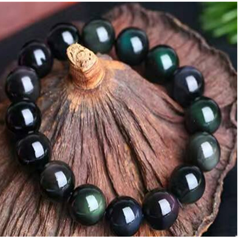 6A Natural rainbow eye obsidian bracelet Ice obsidian crystal beads hand string Men's and women's transport jewelry