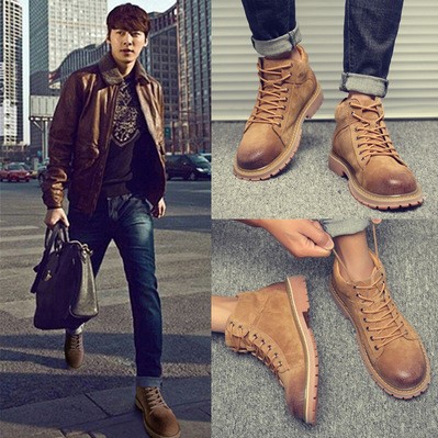 Martin boot male high cylinder 2021 autumn winter new tide cards Inlenty wind genuine leather 100 lap gush warm snow ground tooling boots