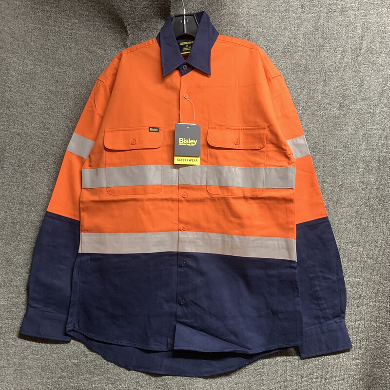 Exported to Australia Bisley Pure Cotton Reflective Color-Blocked Shirt Upf50+ Sun Protection Miner Workwear Top for Men Breathable Exported to Australia Bisley Pure Cotton Reflective Color-Blocked Shirt Upf50+ Sun Protection Miner Workwear Top for Men Breathable