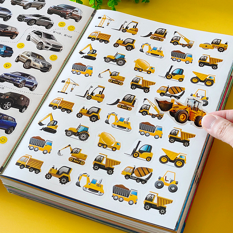 Car engineering car sticker book transport Sticker Paintings 2-3 to 6 year olds Early education Enlightenment 4 Boys Toys 5-Taobao