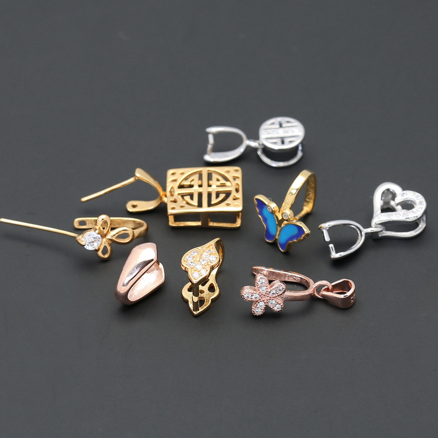 DIY Emerald Accessories Buckle Pendant Pendant SILVER BELT HEAD S925 PURE SILVER YELLOW GOLD CLIP JADE BUCKLE SAFE WITH NO CARD