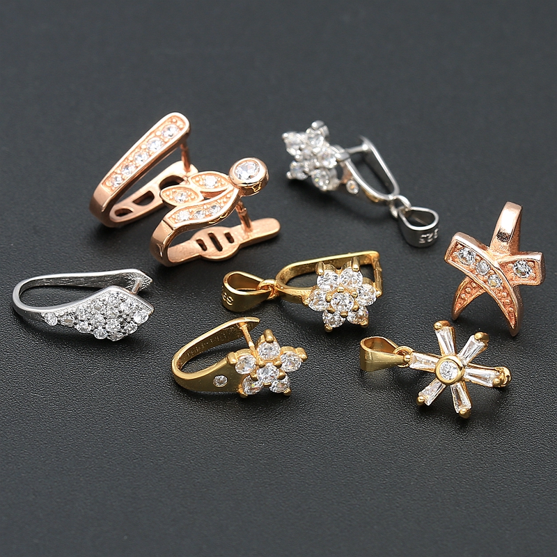 DIY Pendant Accessories Buckle Pendant Pendant LEATHER EMERALD CLIP JADE BUCKLE S925 PURE SILVER PLATED ROSE GOLD SILVER BELT HEAD