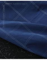 Brand order surplus autumn fabric pure cotton dark blue generous grid high woven cotton dress Robe yarn-dyed fabric