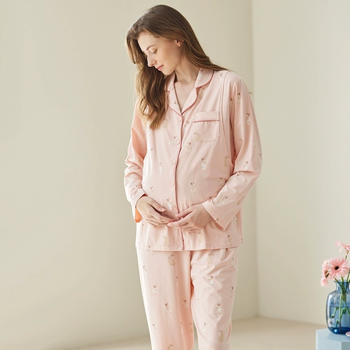 芬腾 Демисезонная хлопковая послеродовая пижама для беременных для молодой матери, комплект для кормящих грудью, осенняя