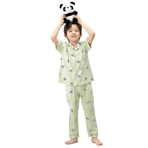 Fentteng Childrens Pajamas Summer Pure Cotton Short-sleeved Sweater Boy Kids Kit Cartoon in Big Boy Baby Home Clothing