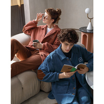 Fenten (cotton velvet) autumn and winter coral velvet couple pajamas women plus velvet flannel men home clothing autumn suit