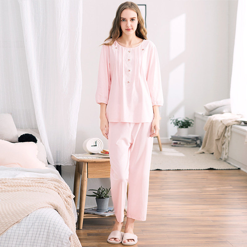 Pyjama pour femme en Coton à manches - Ref 2992036 Image 5