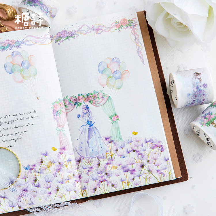 創意學生文具和紙膠帶小清新薔薇花束女孩手賬裝飾貼畫