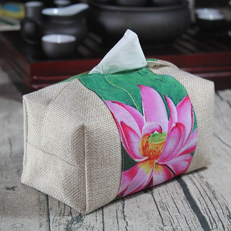 Fabric tissue cover storage bag tissue box retro ethnic style coffee table tissue cover bedside table toilet paper box 16