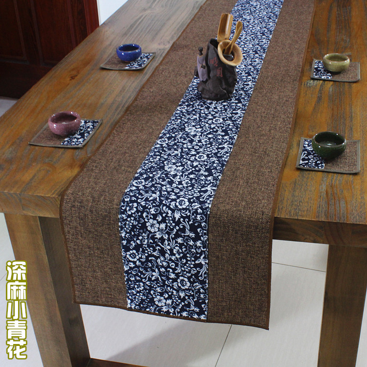 Cờ trà Zen vải lanh bàn vải lanh bàn trà lanh vải lanh trà dài cờ quốc gia gió mùa hè bảng bàn cờ Trung Quốc khan trai ban dep