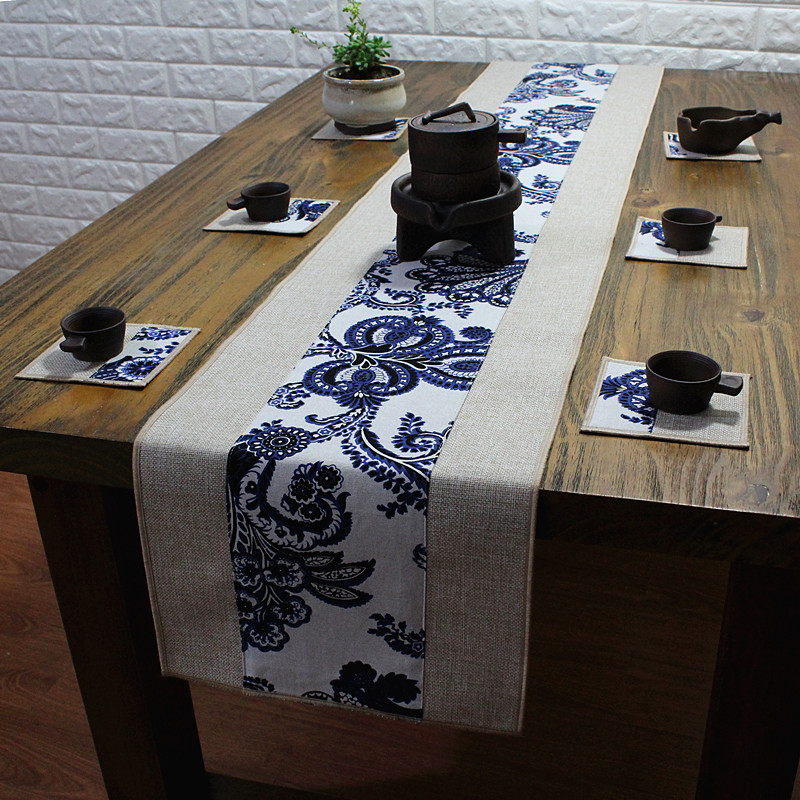 Fabric table flag Chinese table cloth Long Zen tea mat Retro tea flag Japanese tea table cloth Dry tea towel tea mat