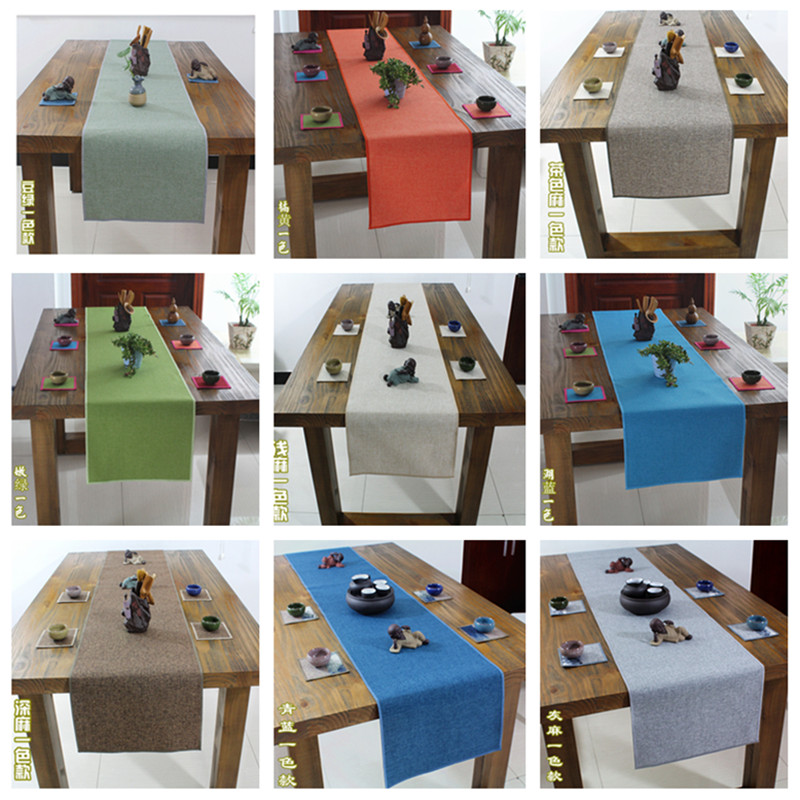 Home Cloth Art Table Flag Modern Brief Linen Table Cloth Chinese Tea Mat Pure Vegetarian Color Strip Tea Table Cloth Tea Table Flag