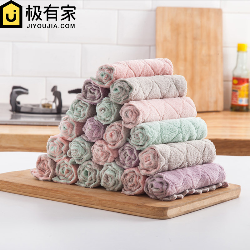 Dishwashing rag Home fiber towels kitchen not stained with oil housework cleaning hemp cloth strong water absorbent rubbing tableclob small rag