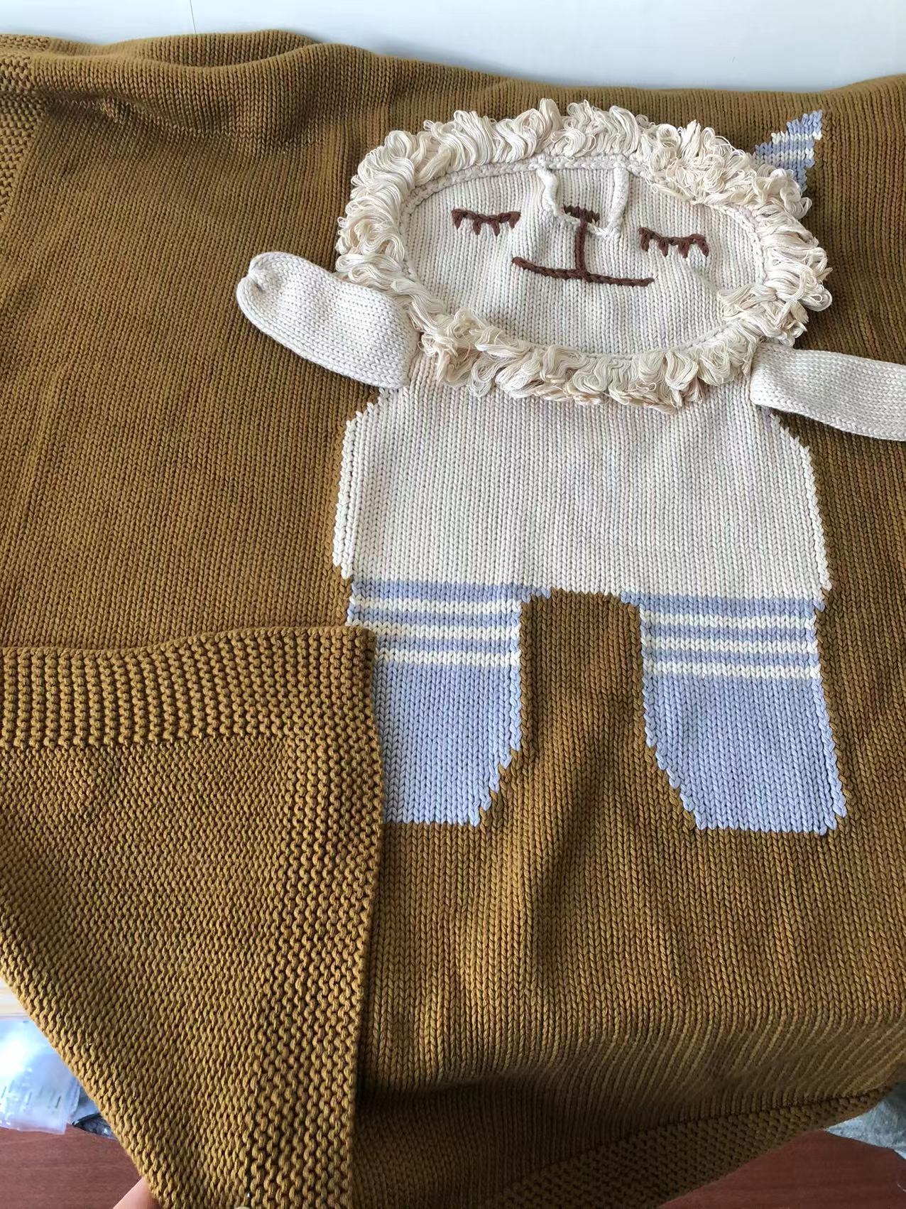 Ins knitted carpet blanket nursery nap carpet sofa carpet children hand-conditioned blanket stereo animal